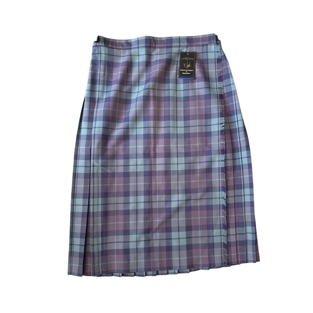James Pringle Weavers Kilt Skirt Heathered Tartan Pleated Sz 18 Made in Scotland